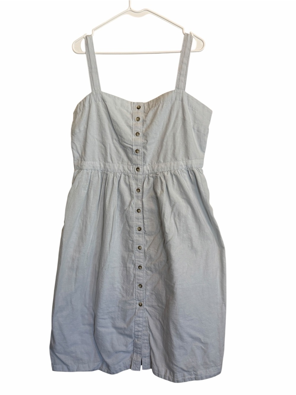Abercrombie & Fitch Blue Button-Front Midi Dress with Pockets - Picture 3 of 10